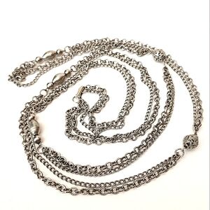 Long Silvertone 2 Strand Necklace